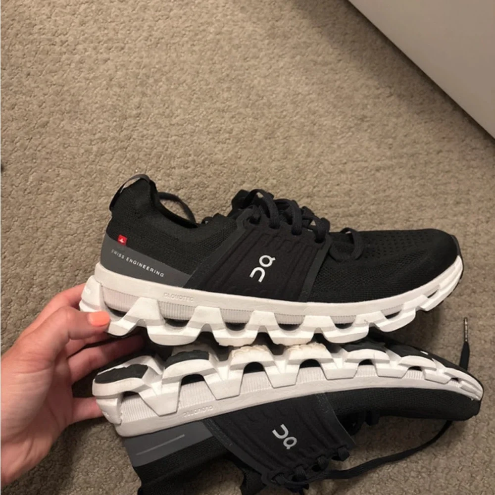 On Running Black and White Cloudstyle Athletic Shoes